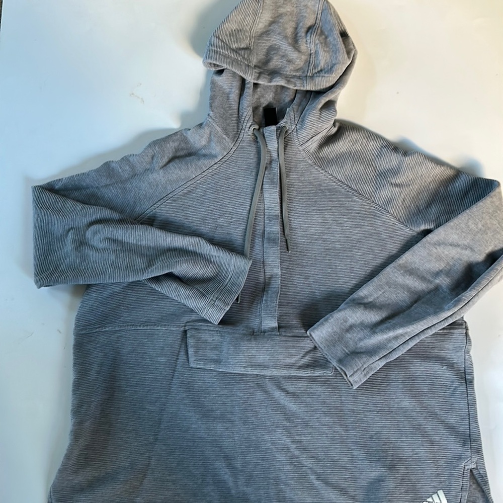 adidas Women’s Gray Half Zip Pullover w/ Hoodie Size XL